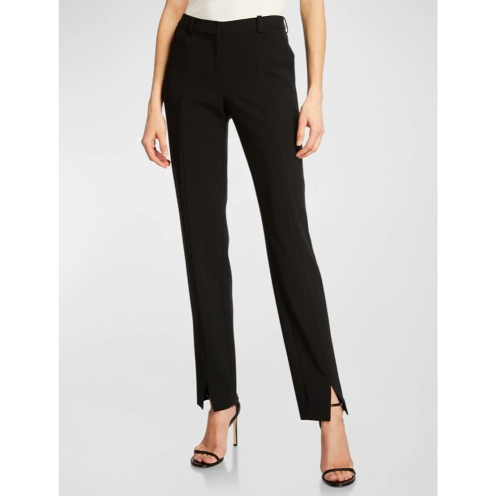 St. John Caviar Crepe Morocain Ankle Pants Black Jennifer Fit Women's 6